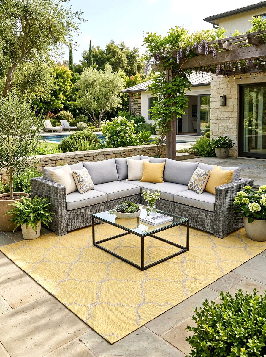 Butter Yellow Outdoor Rug - 30 butter yellow patio decor ideas