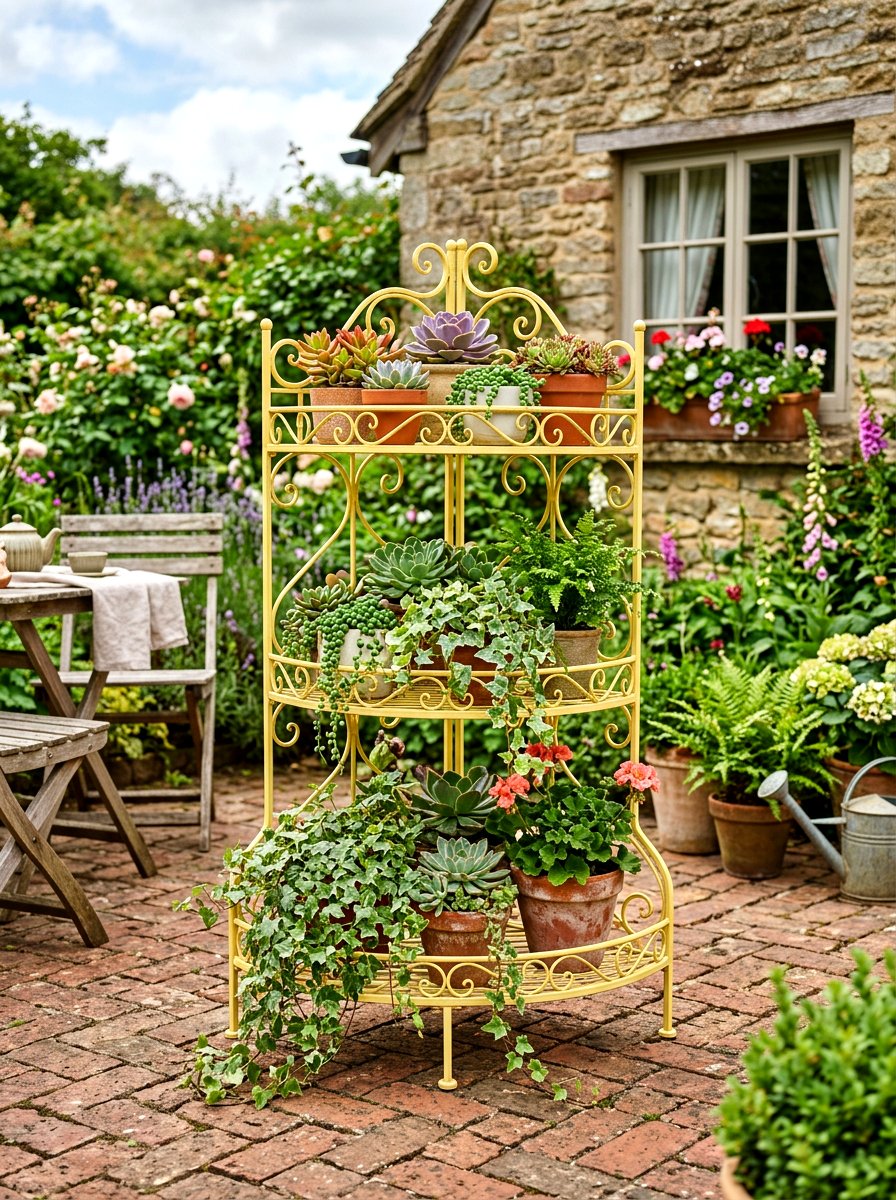 Butter Yellow Plant Stands - 30 butter yellow patio decor ideas