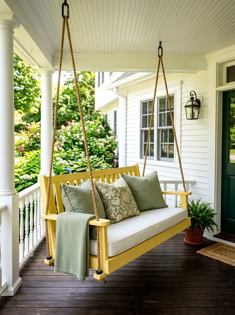 Butter Yellow Porch Swings - 30 butter yellow patio decor ideas