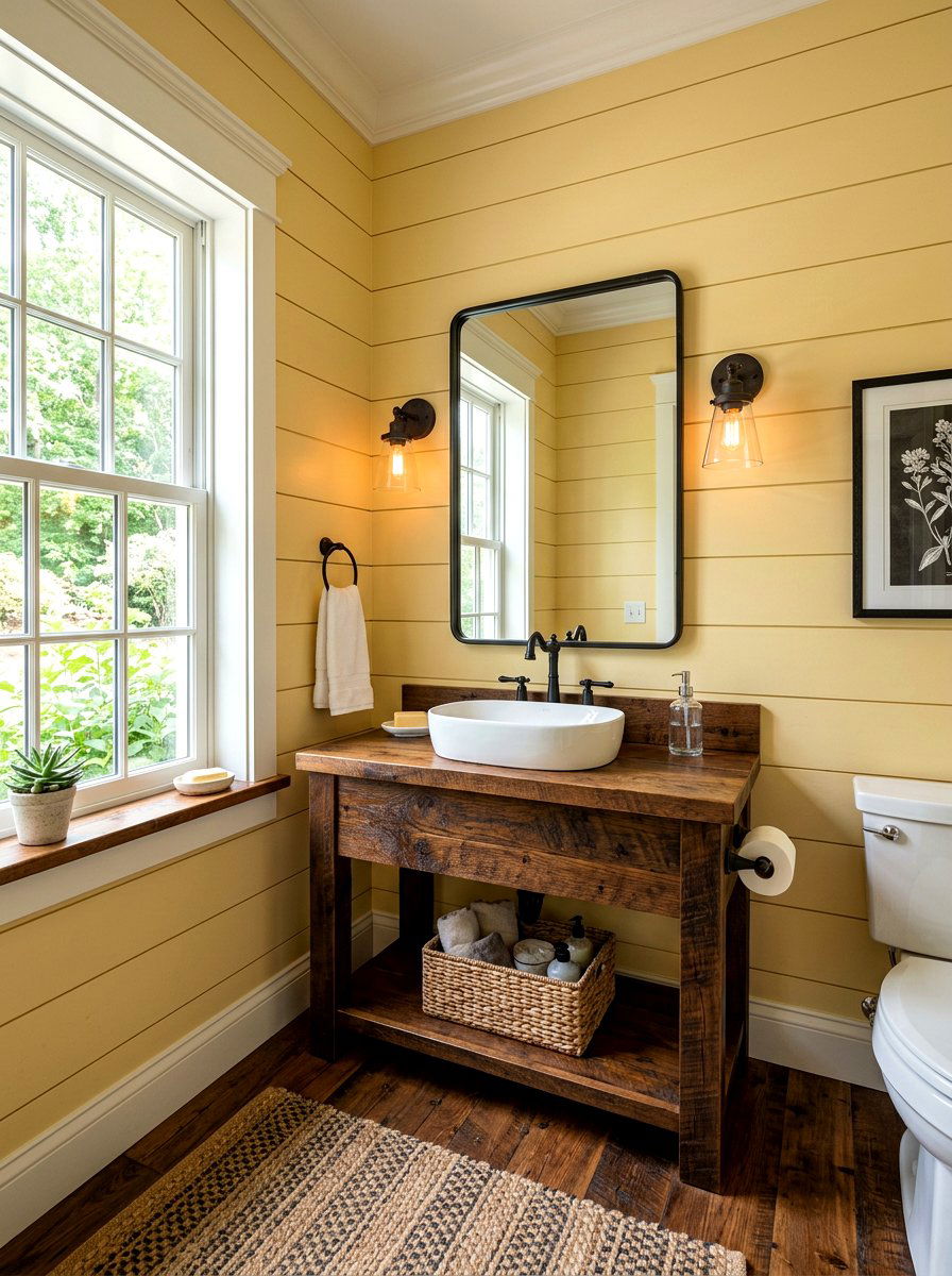 Butter Yellow Shiplap Bathroom - 30 butter yellow powder room ideas