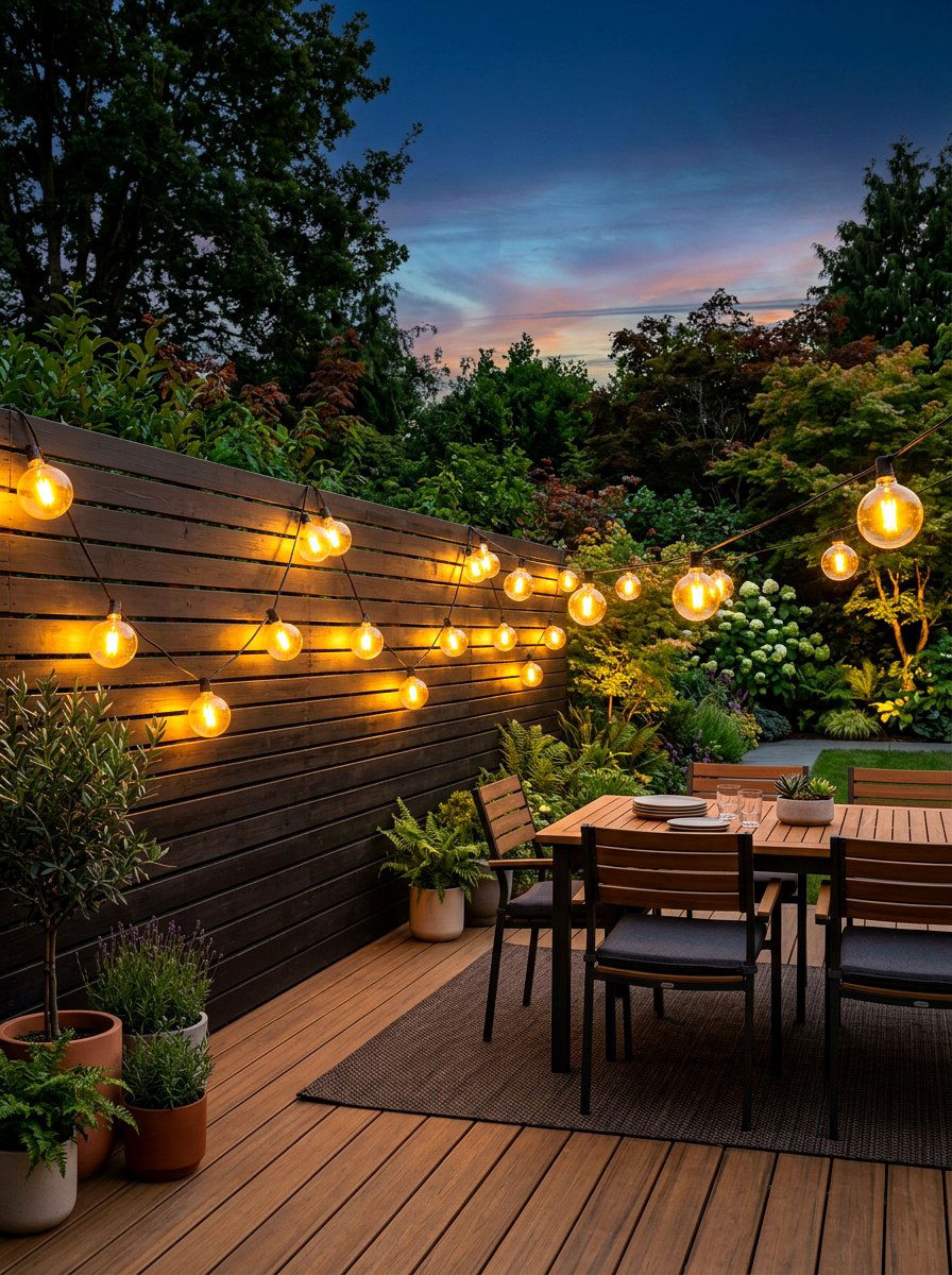 Butter Yellow String Lights - 30 butter yellow patio decor ideas
