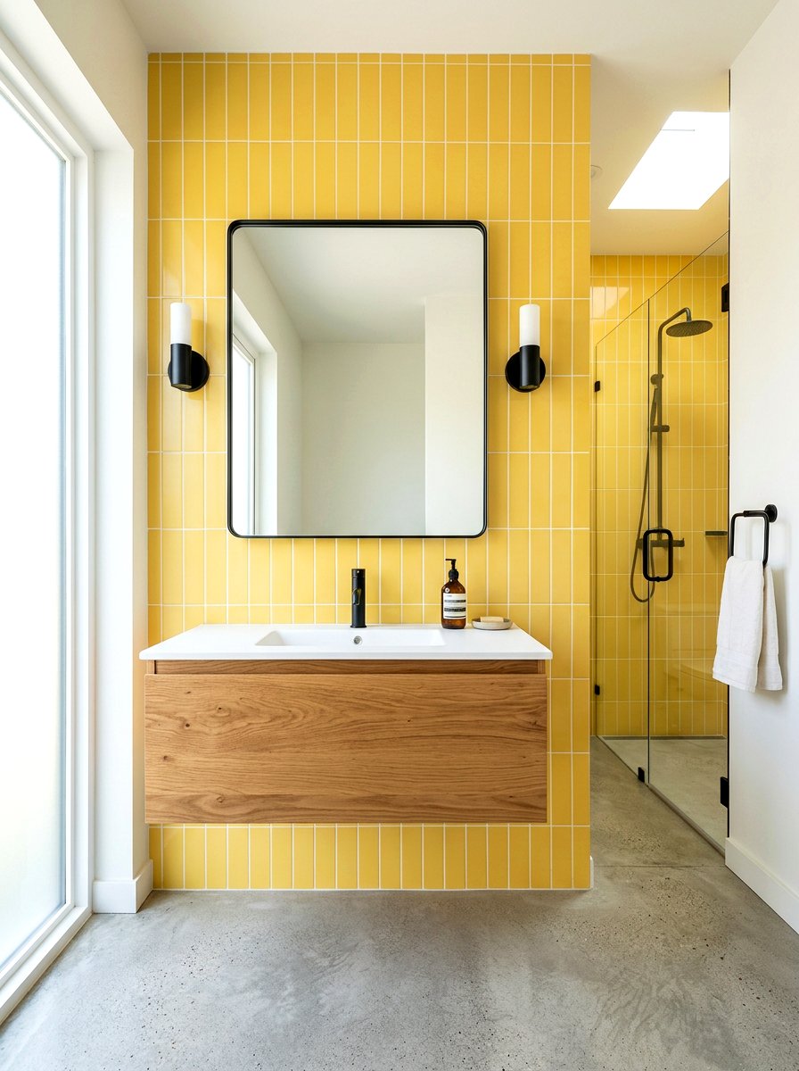 Butter Yellow Subway Tile - 30 butter yellow powder room ideas