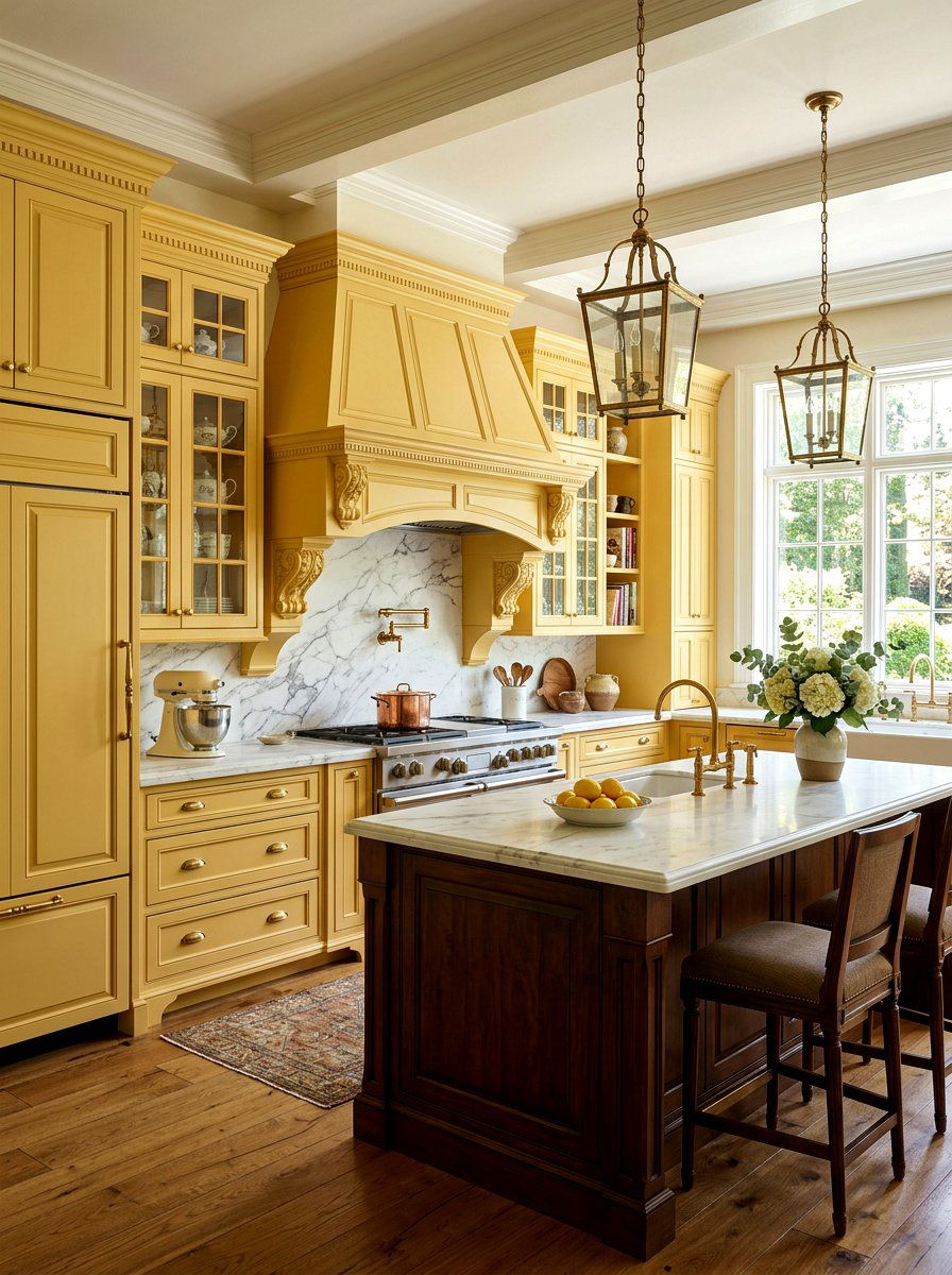 Butter Yellow Traditional Kitchen - 30 muted yellow kitchen ideas