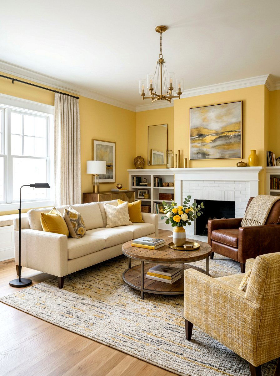 Butter Yellow Transitional - 30 butter yellow living room ideas