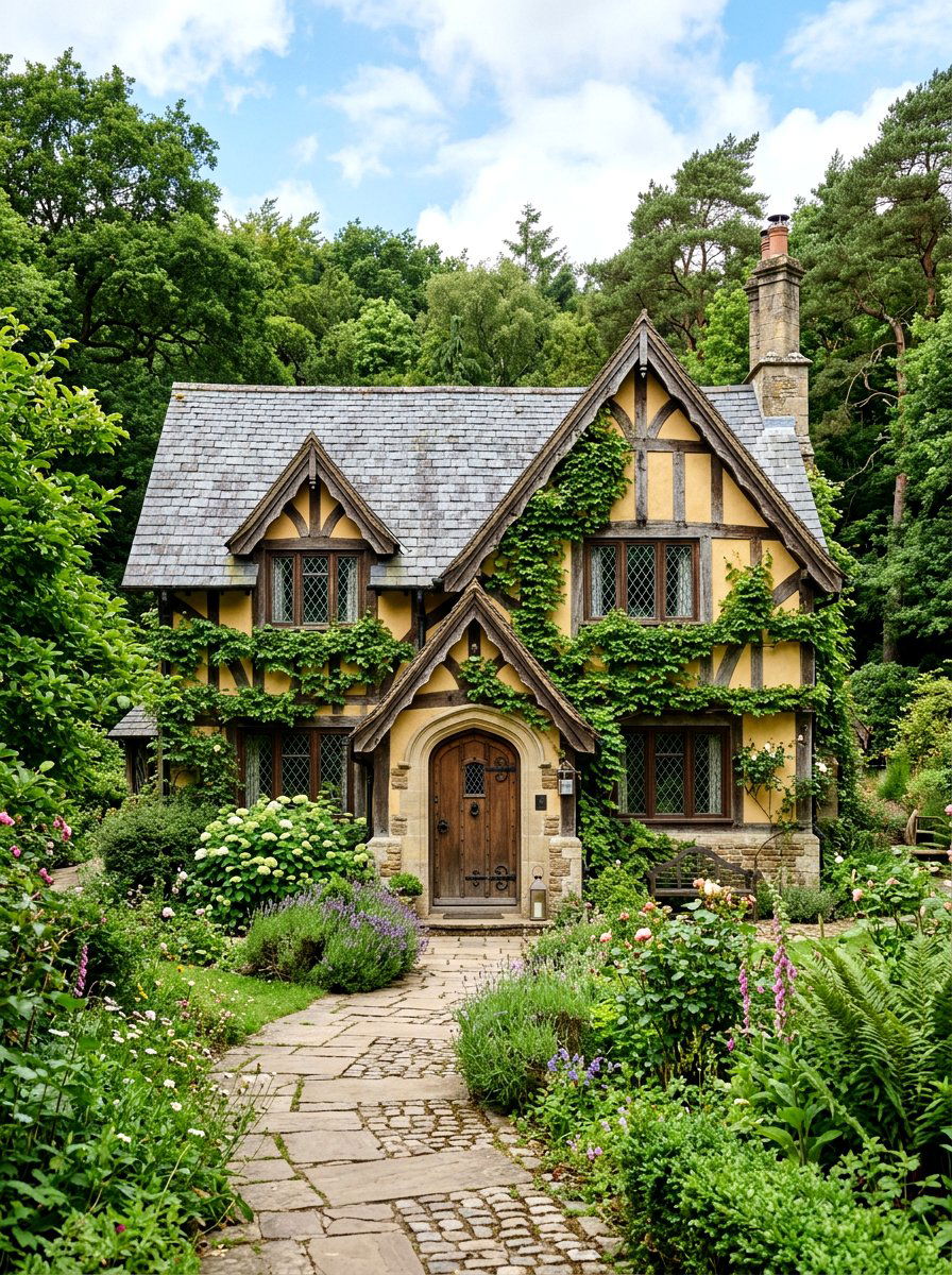Butter Yellow Tudor Style - 30 butter yellow exterior ideas