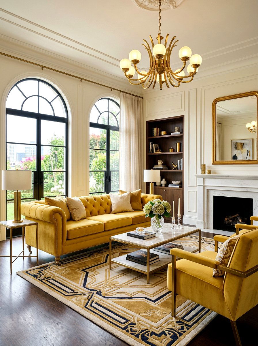 Butter Yellow Velvet - 30 butter yellow living room ideas