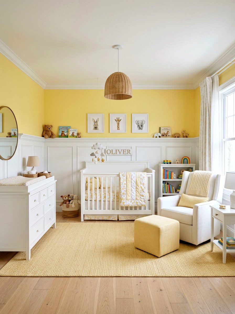 Butter Yellow Wainscoting Nursery - 30 butter yellow nursery ideas