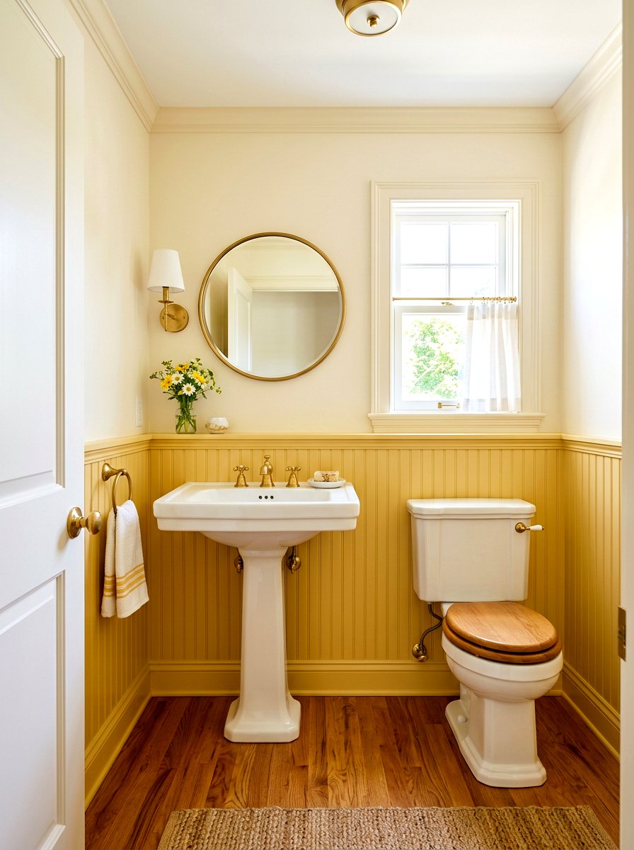 Butter Yellow Wainscoting - 30 butter yellow powder room ideas
