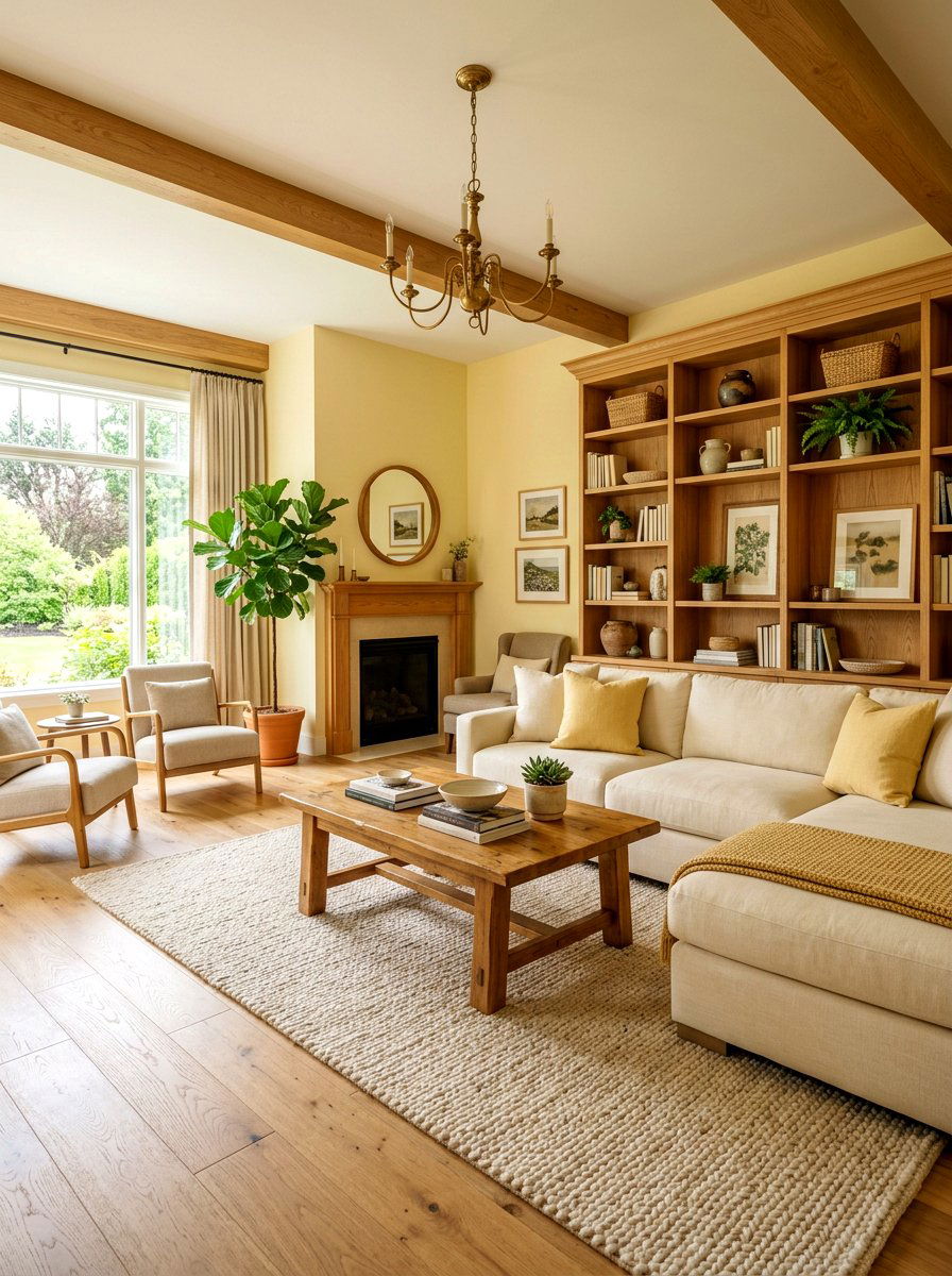 Butter Yellow and Wood - 30 butter yellow living room ideas