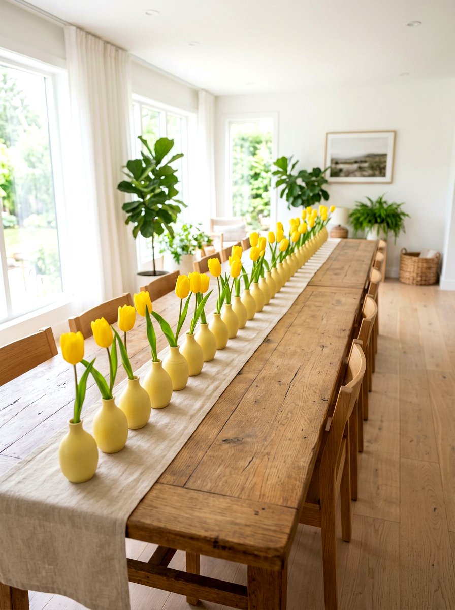 Butter yellow bud vases - 30 butter yellow tablescape ideas
