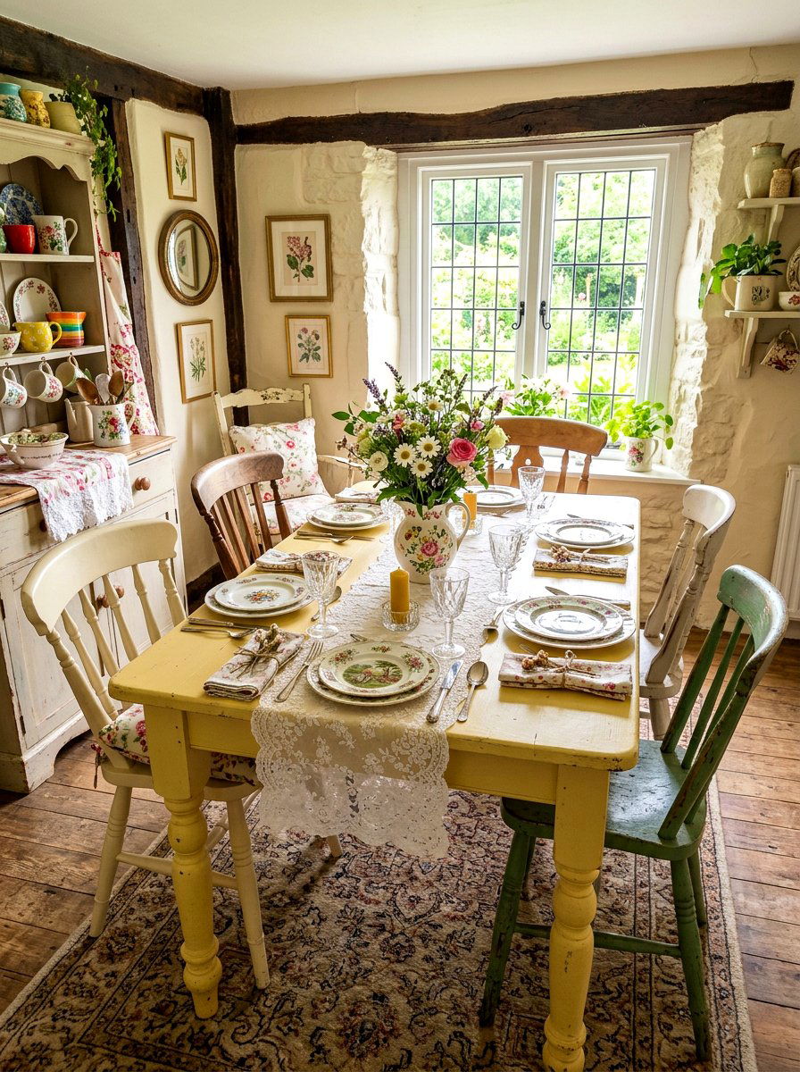 Butter yellow cottagecore table - 30 butter yellow tablescape ideas