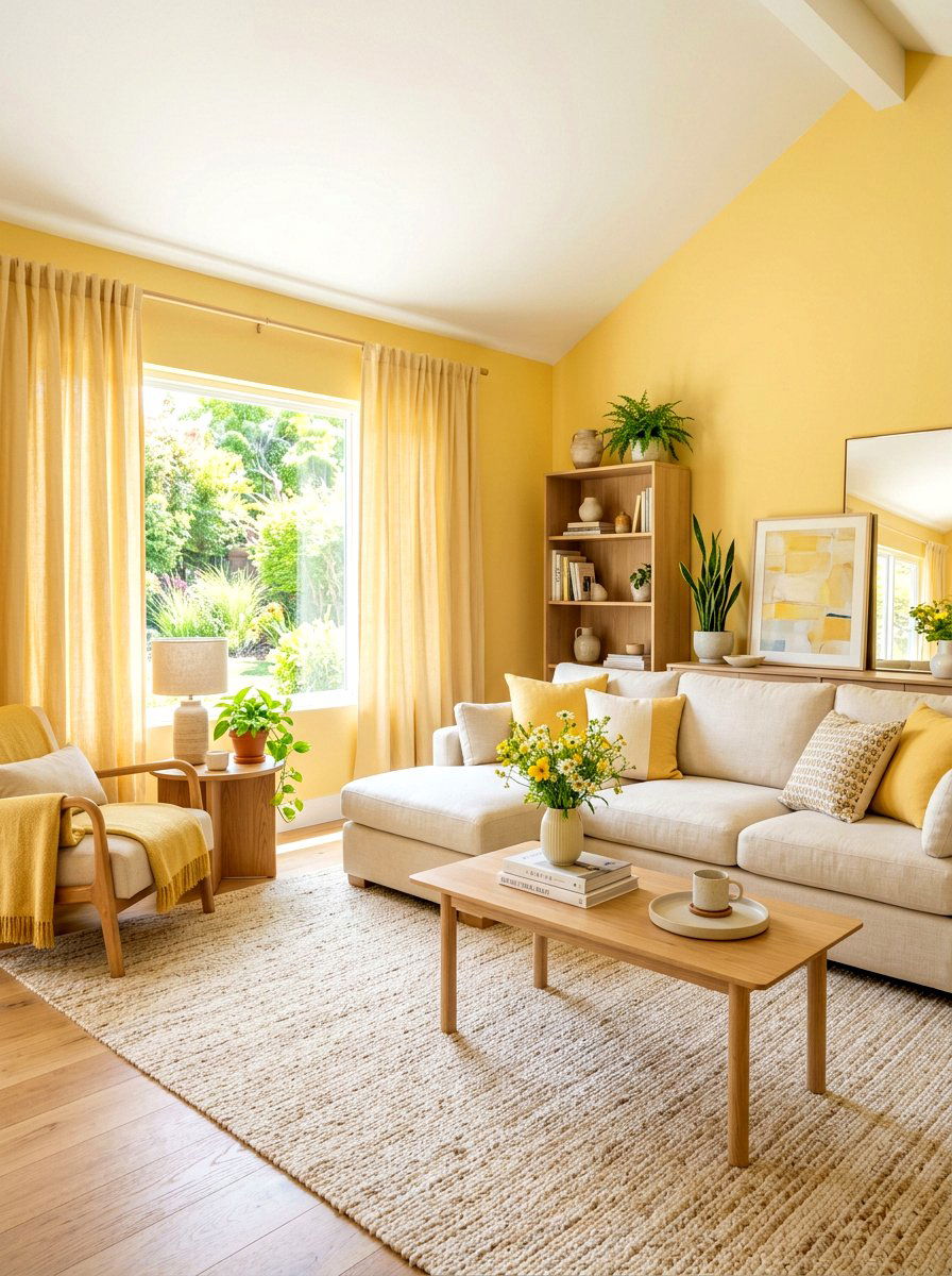 Butter yellow living room - 30 soft spring living room ideas
