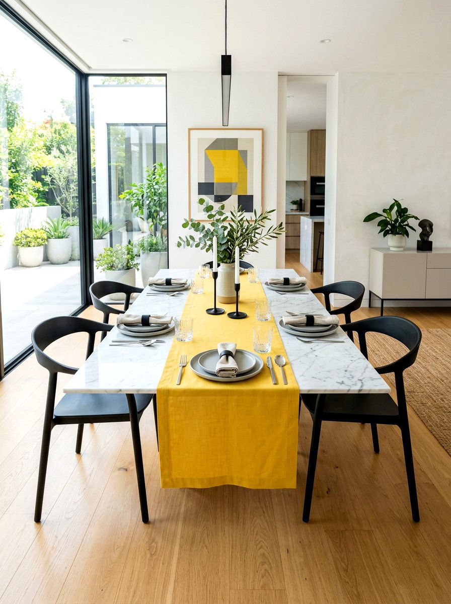 Butter yellow minimalist table - 30 butter yellow tablescape ideas