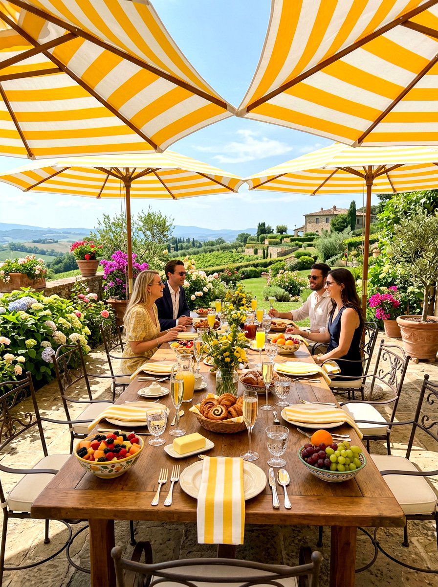 Butter yellow outdoor brunch table - 30 butter yellow tablescape ideas