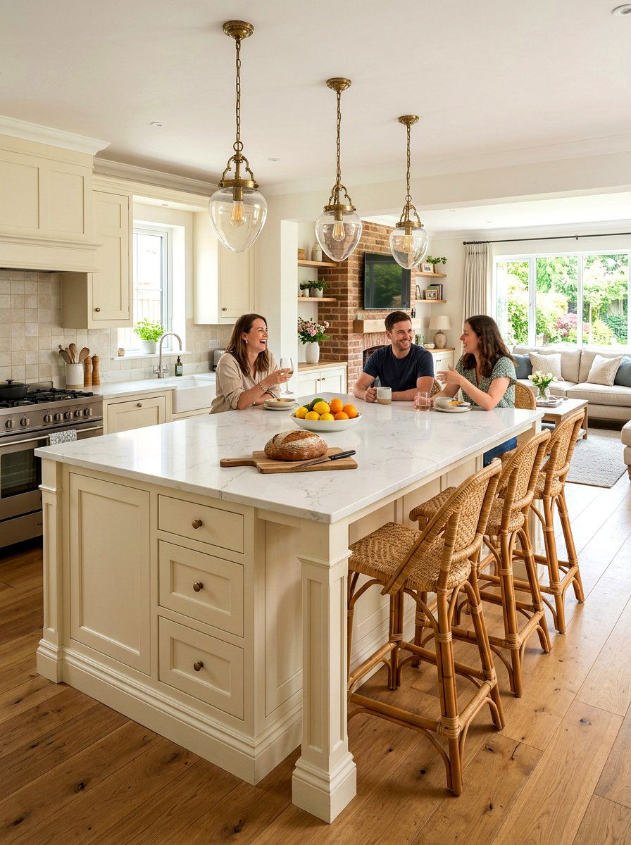 Buttercream kitchen island seating - 30 buttercream kitchen ideas