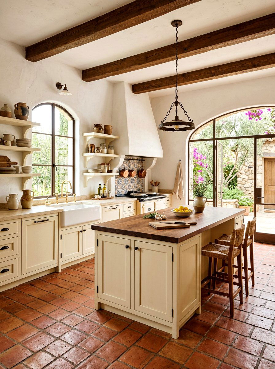 Buttercream kitchen terracotta tile floors - 30 buttercream kitchen ideas