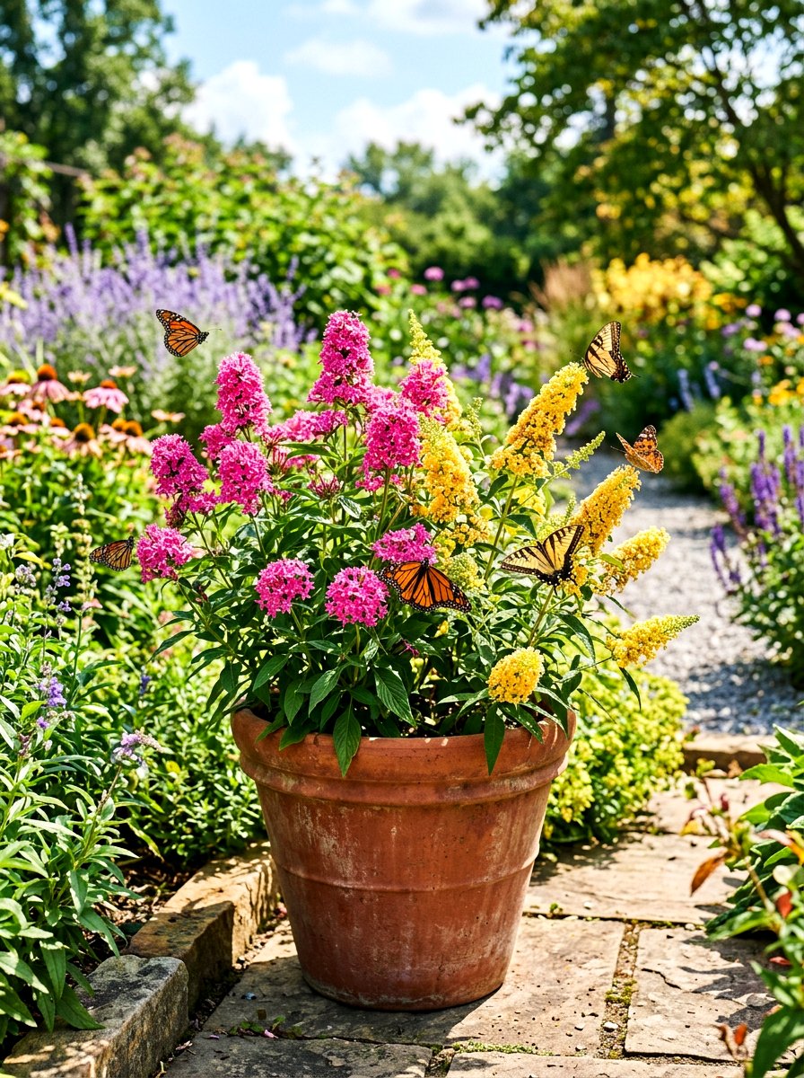 Butterfly Attracting Pot - 30 summer container garden ideas
