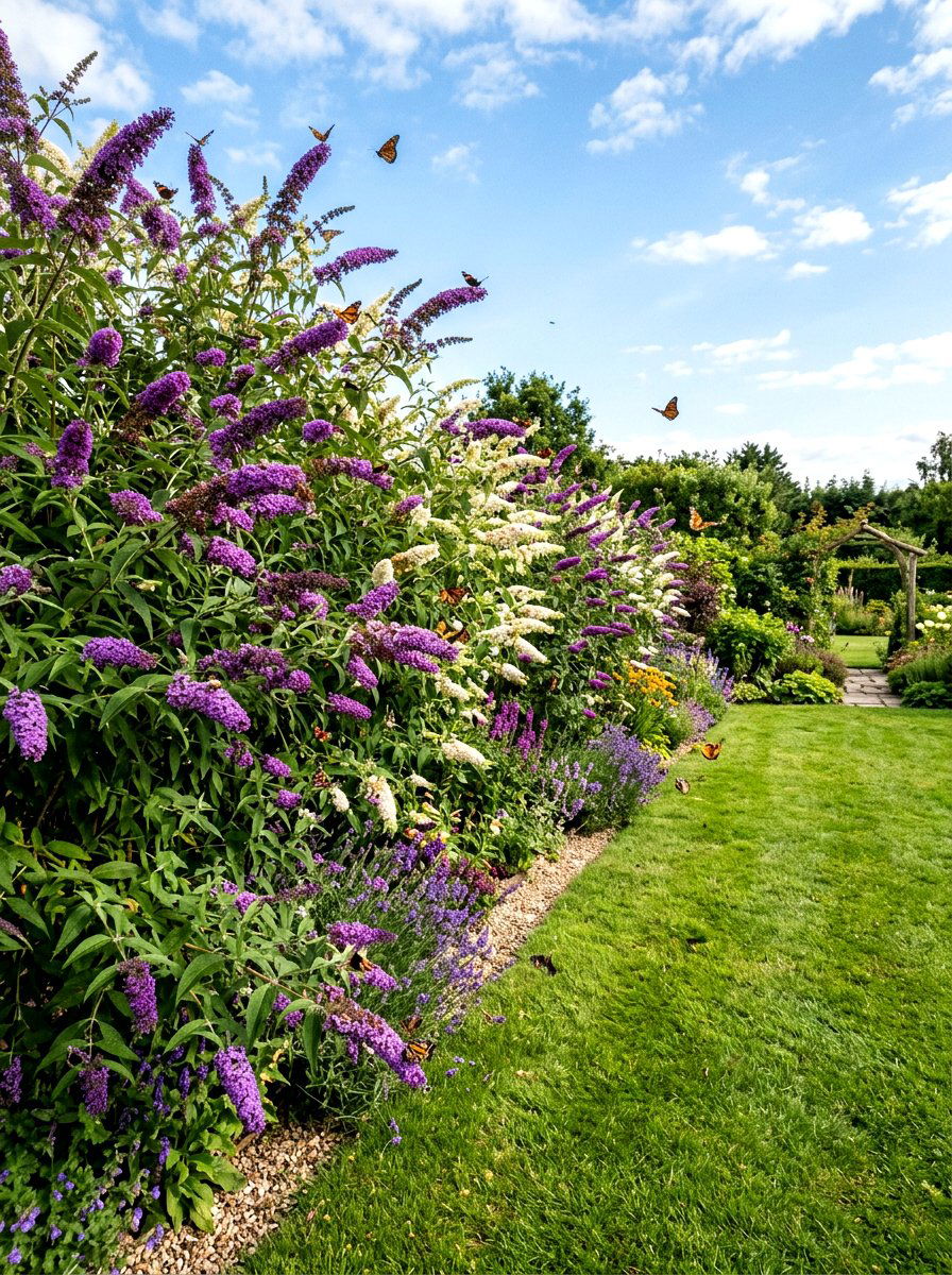 Butterfly Bush Border - 30 bee friendly garden ideas