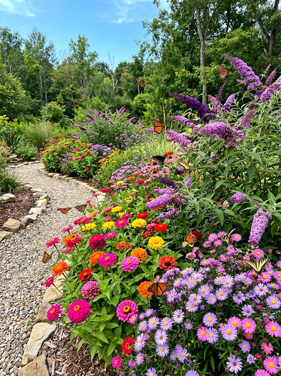 Butterfly Garden Border - 30 meadow style backyard ideas