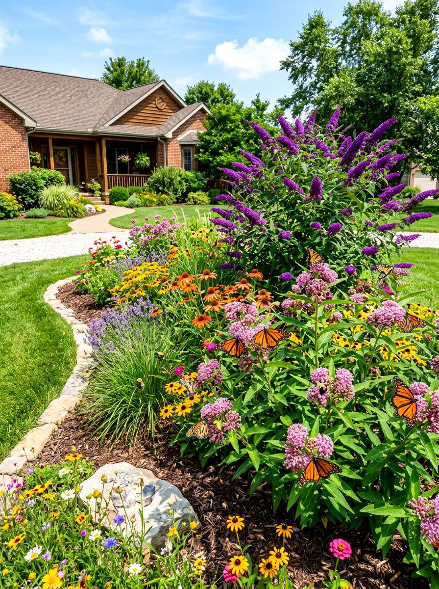 Butterfly Garden Front Yard Island - 30 front yard island bed ideas