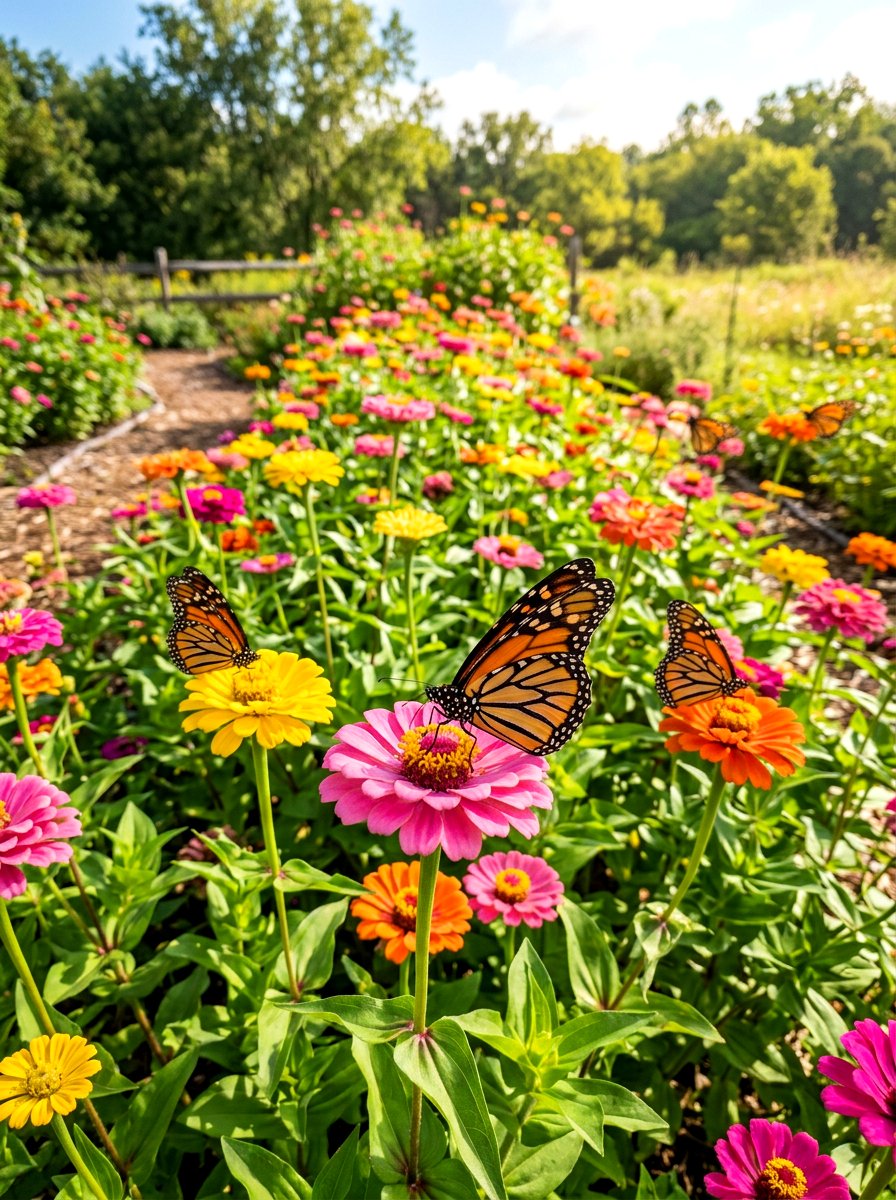 Butterfly Garden With Zinnias - 30 zinnia garden ideas