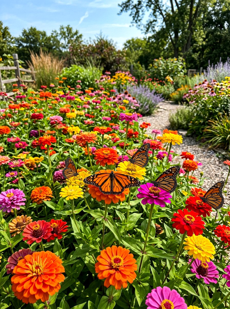 Butterfly Garden Zinnia Patch - 30 zinnia border ideas
