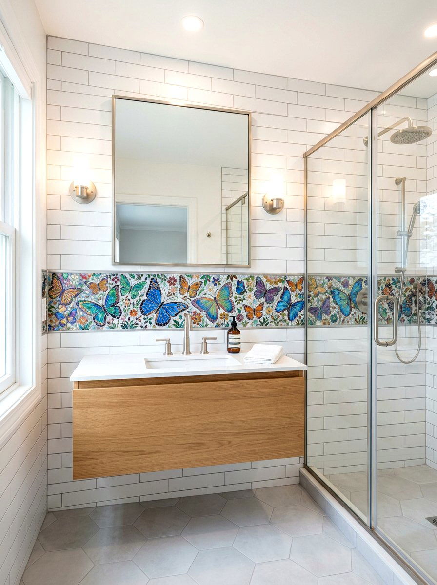 Butterfly Mosaic Tile Border - 30 butterfly border ideas