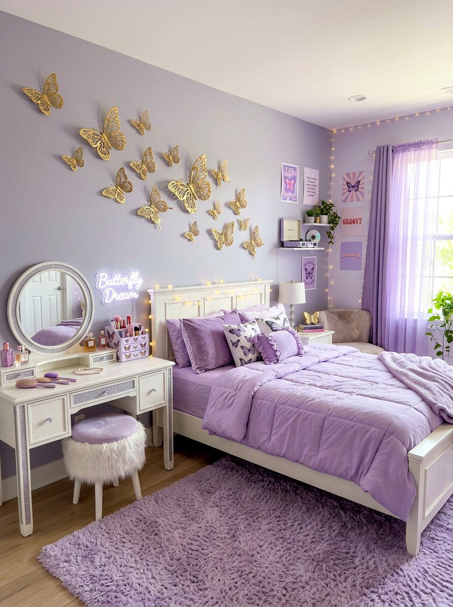Butterfly Motif Nostalgia Core Bedroom - 30 nostalgia core bedroom ideas