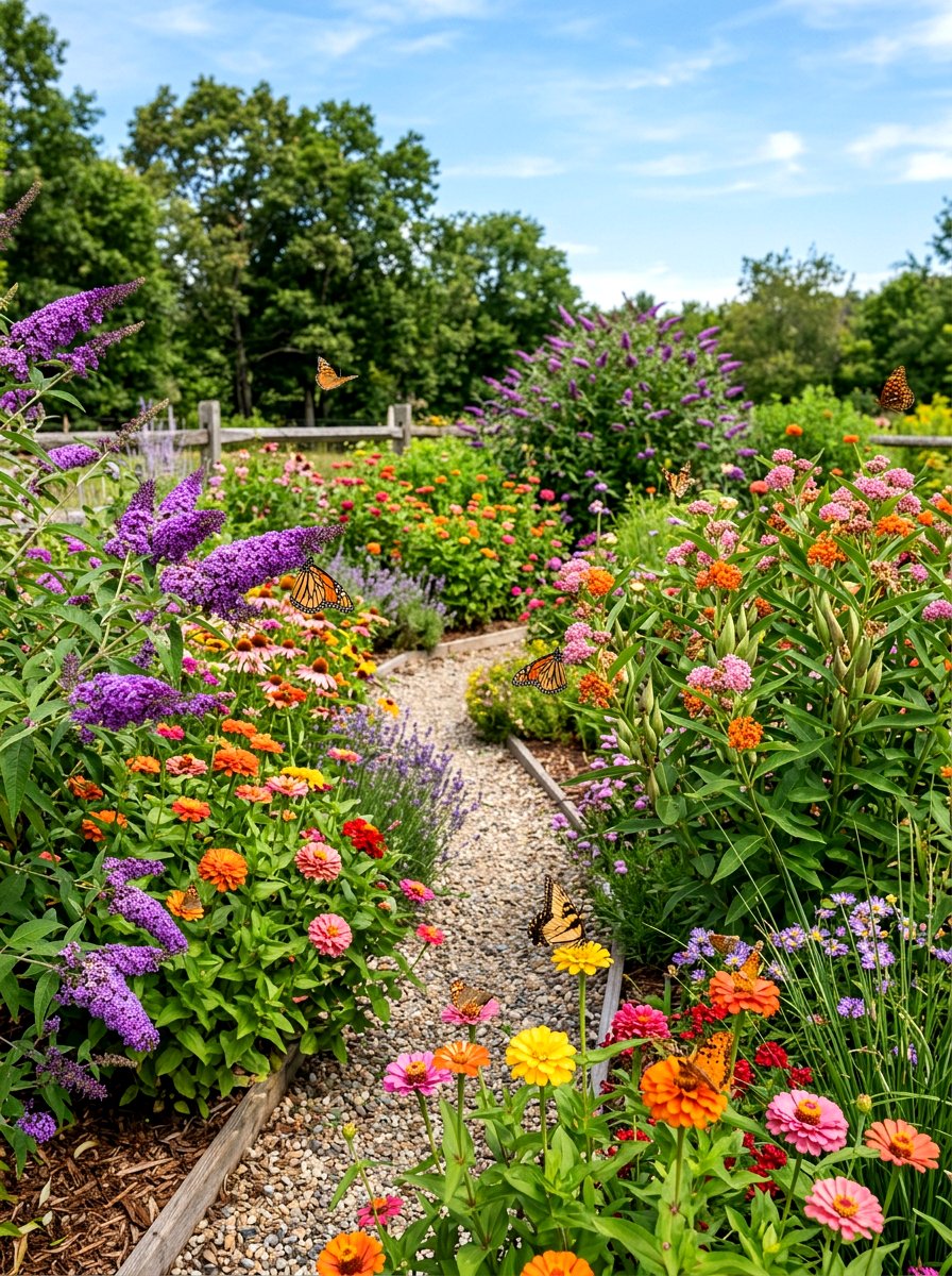 Butterfly Pollinator Garden - 30 cottage flower bed ideas