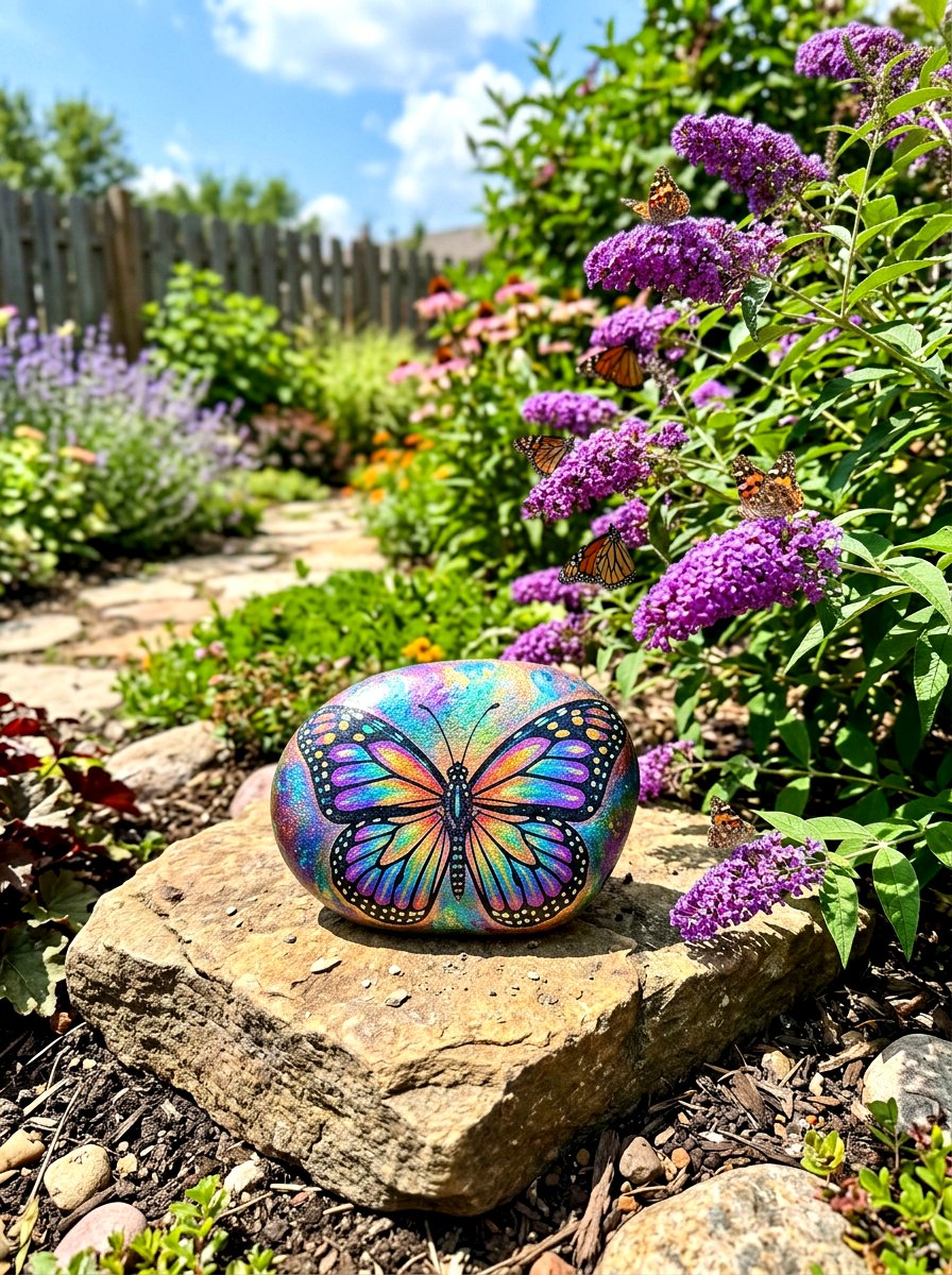 Butterfly Rock Painting - 30 painted rock ideas