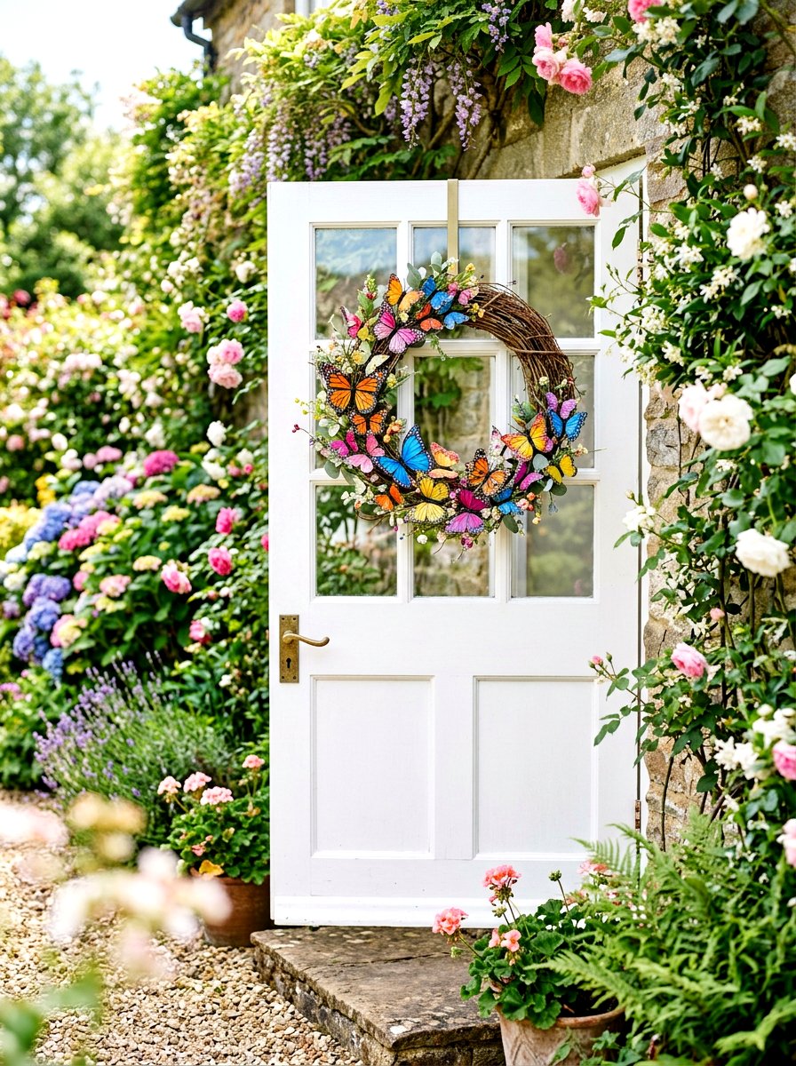 Butterfly Wreath - 30 spring wreath ideas for front door