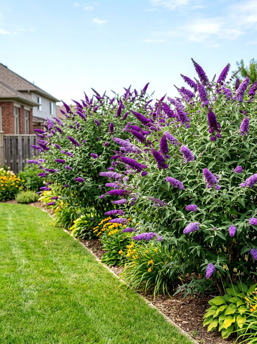 Butterfly bush hedge - 30 bee garden border ideas