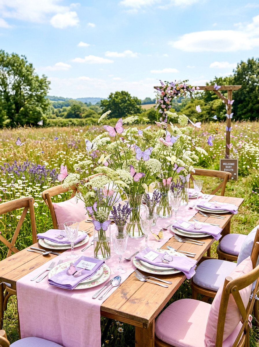 Butterfly garden baby shower - 30 garden baby shower table ideas