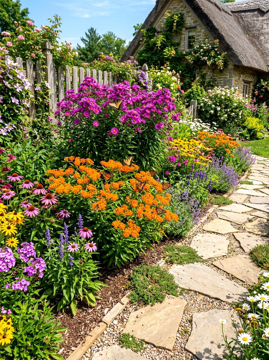 Butterfly garden border - 30 native plant front yard ideas