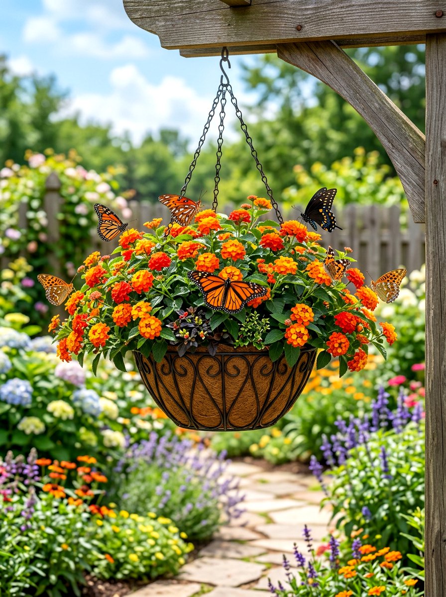 Butterfly hanging flower basket - 30 hanging flower basket ideas