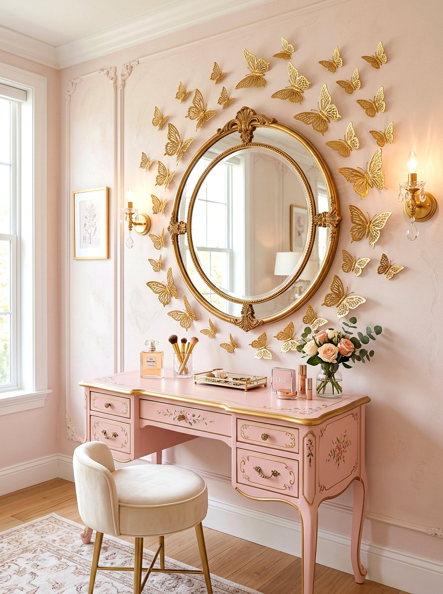 Butterfly wall decor - 30 coquette vanity ideas