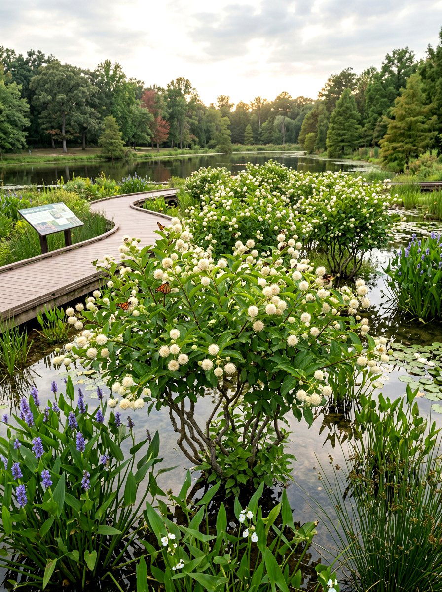 Buttonbush Wetland Garden - 30 butterfly host plant garden ideas