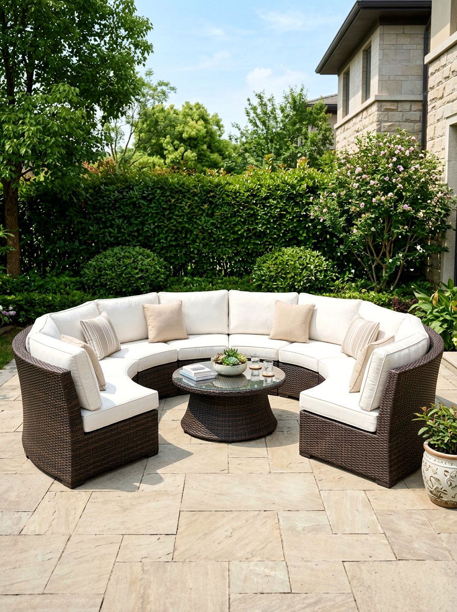 C Shaped Outdoor Wicker Sofa - 30 curved patio sofa ideas