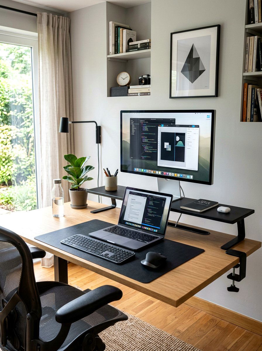 C clamp desk shelf - 30 no drill shelving ideas