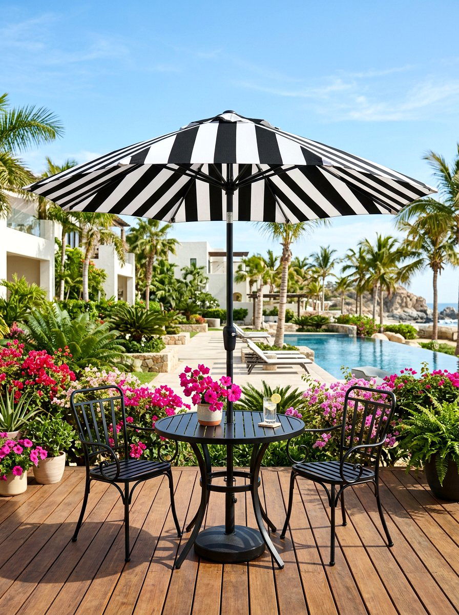 Cabana Stripe Patio Umbrella - 30 striped summer porch ideas