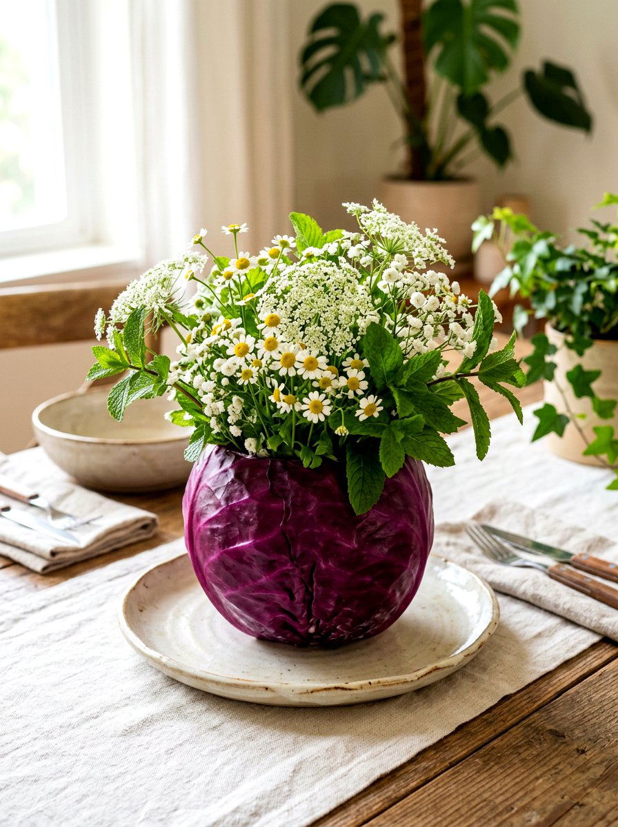 Cabbage Bowl Centerpiece - 30 vegetable centerpiece ideas