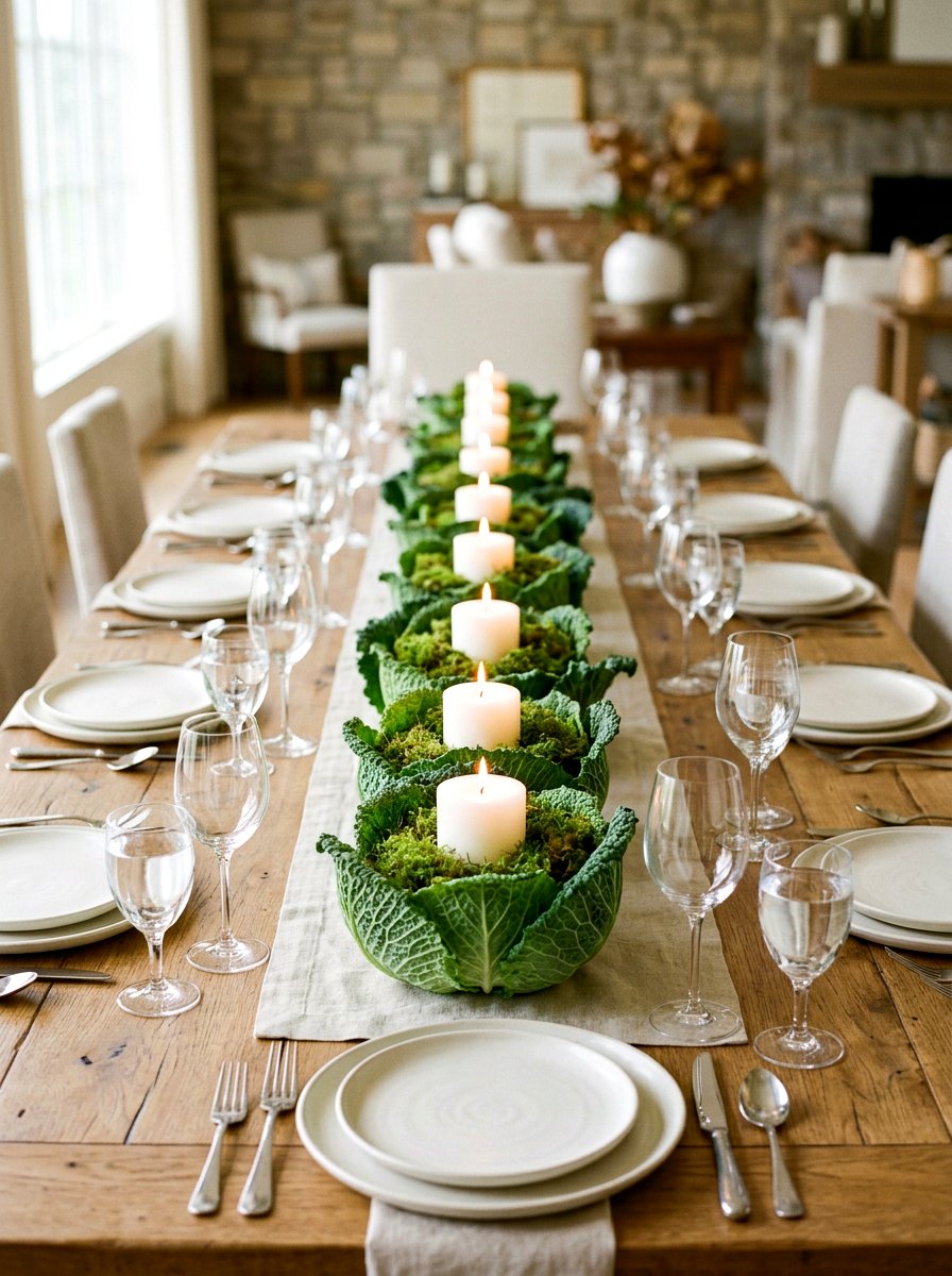 Cabbage Plate Centerpiece Display - 30 cabbage plate tablescape ideas