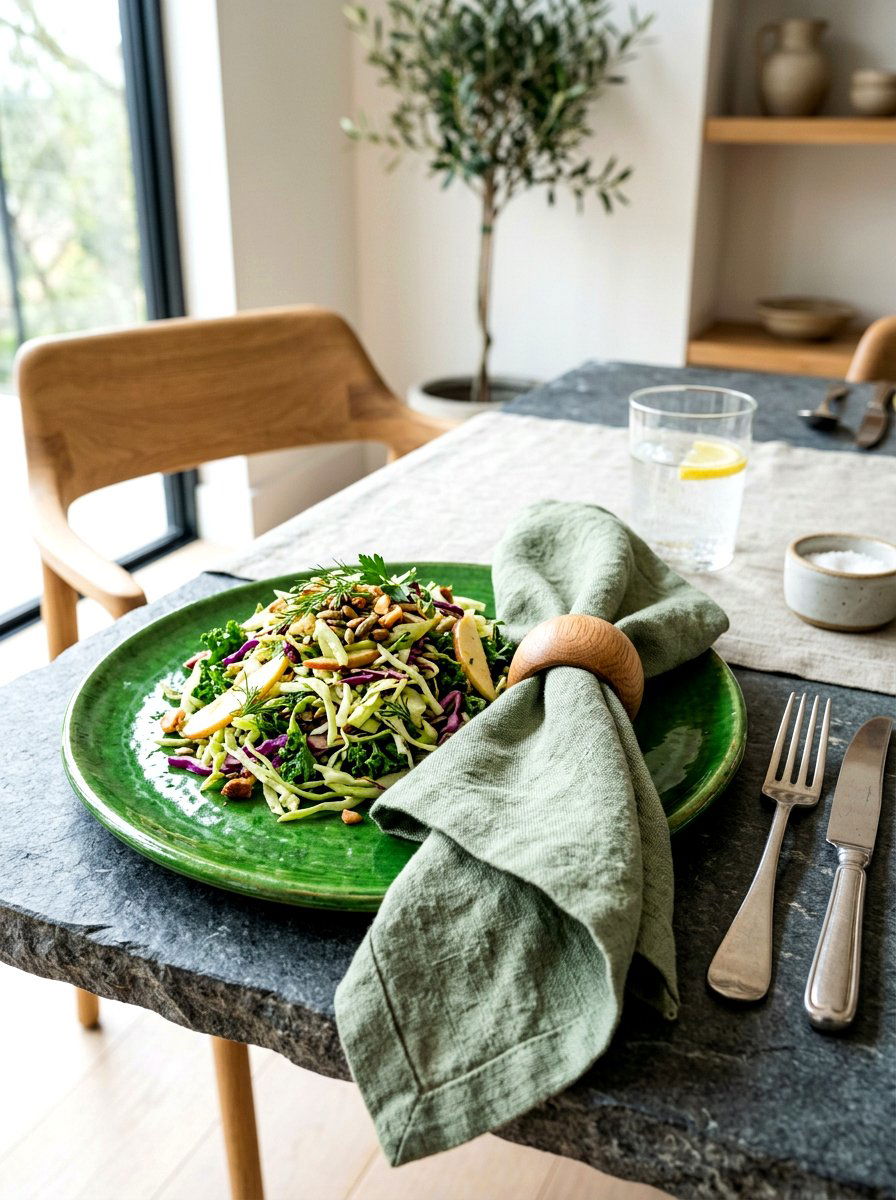 Cabbage Plate With Linen Napkin - 30 cabbage plate tablescape ideas