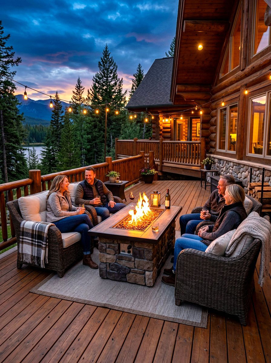 Cabin Porch Fire Pit - 30 cabin front porch ideas