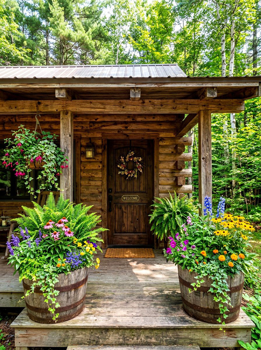 Cabin Porch Plant Decor - 30 cabin front porch ideas