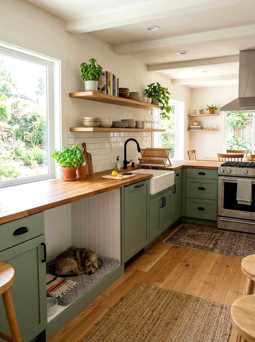 Cabinet Base Dog Nook - 30 built in dog nook ideas