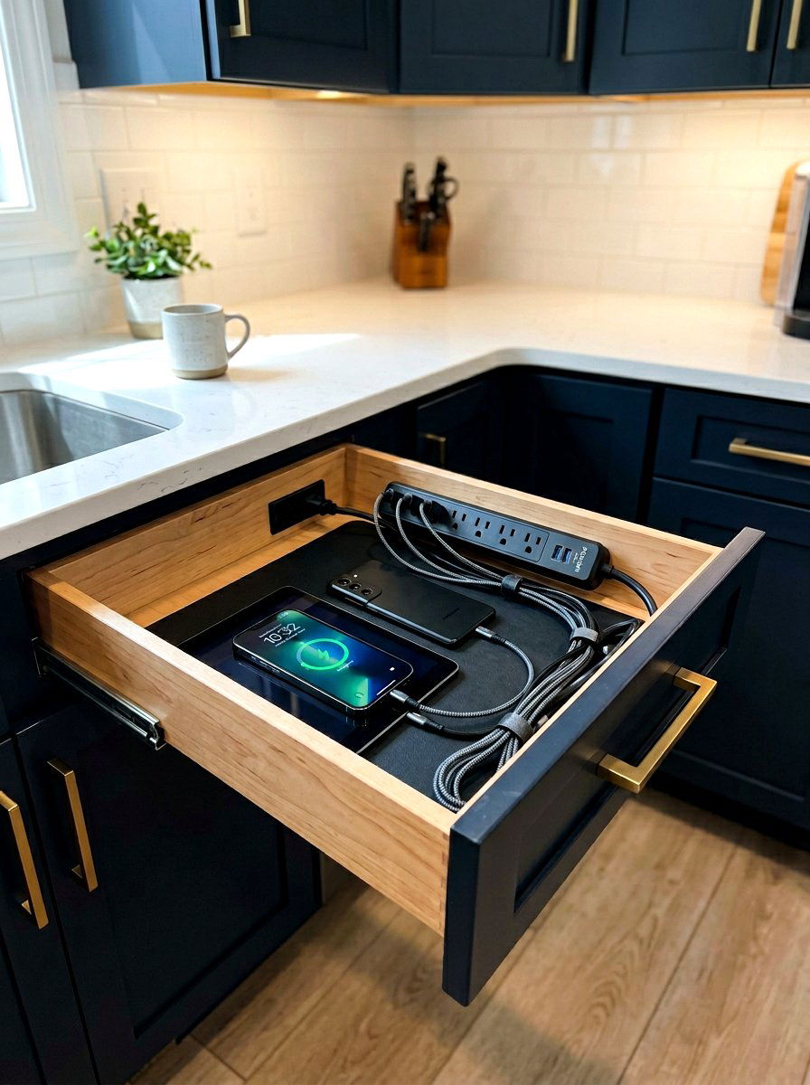 Cabinet Charging Station - 30 kitchen storage ideas