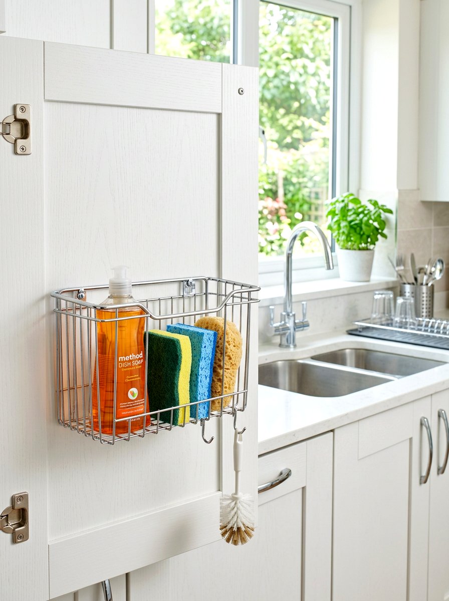 Cabinet Door Cleaning Basket - 30 organizing cleaning supplies ideas