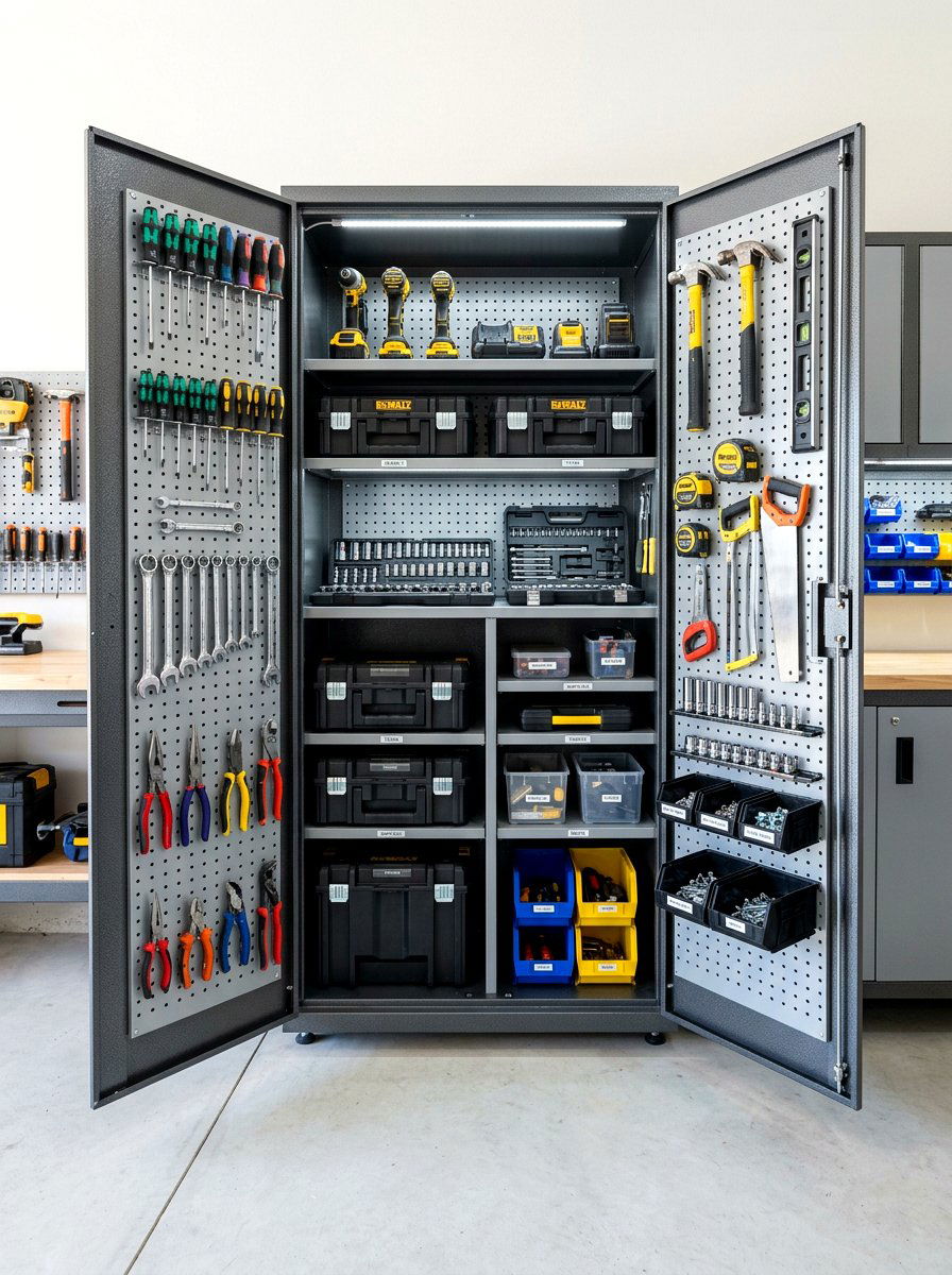 Cabinet Door Organizer - 30 garage pegboard ideas