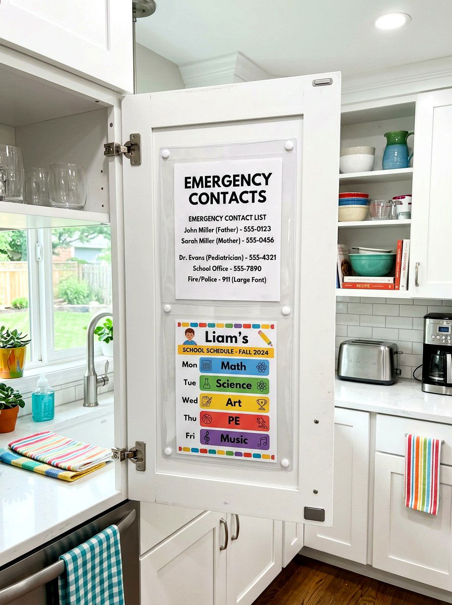 Cabinet Door Pocket - 30 school paper organization ideas